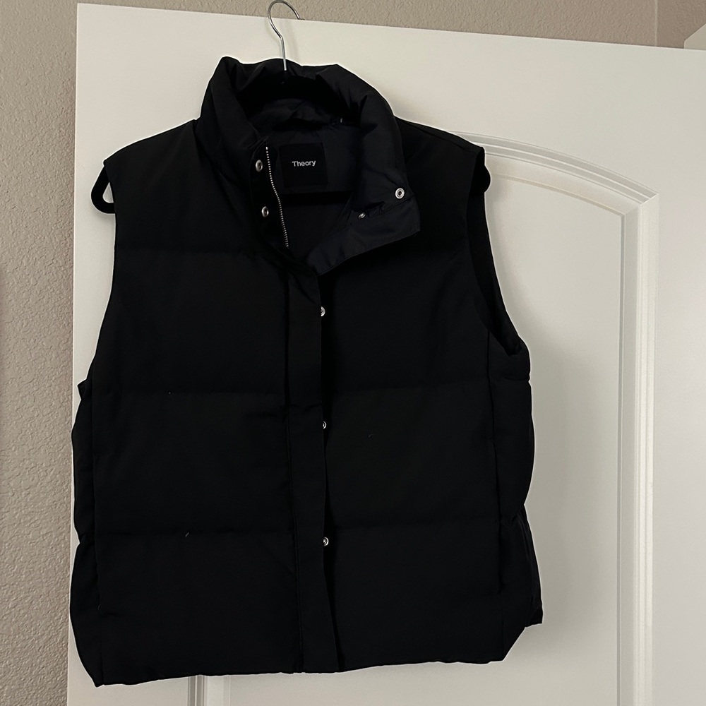 Theory Midnight Black Quilted Vest